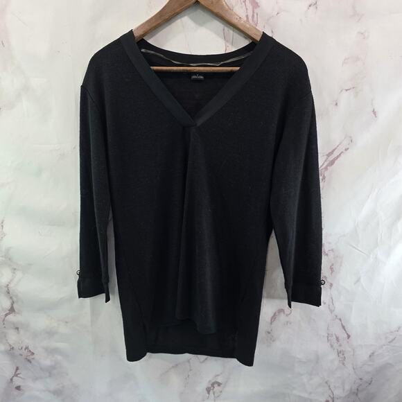 Anthropologie Sweater Womens Small Black Notch V Sanctuary Lightweight - Picture 1 of 12
